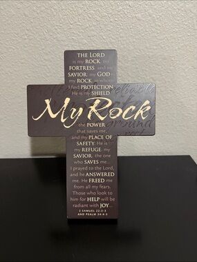 My Rock Brown Inspirational Cross - Wall Art